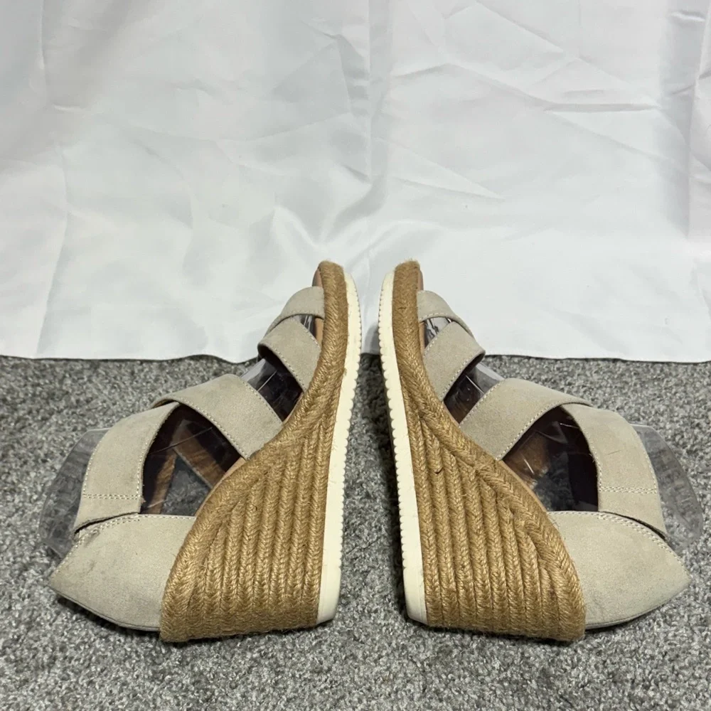 NWT Dr. Scholl's Sandals Visitors Platform Espadrille Open Toe Wedge Tan Size 9 - Picture 7 of 11